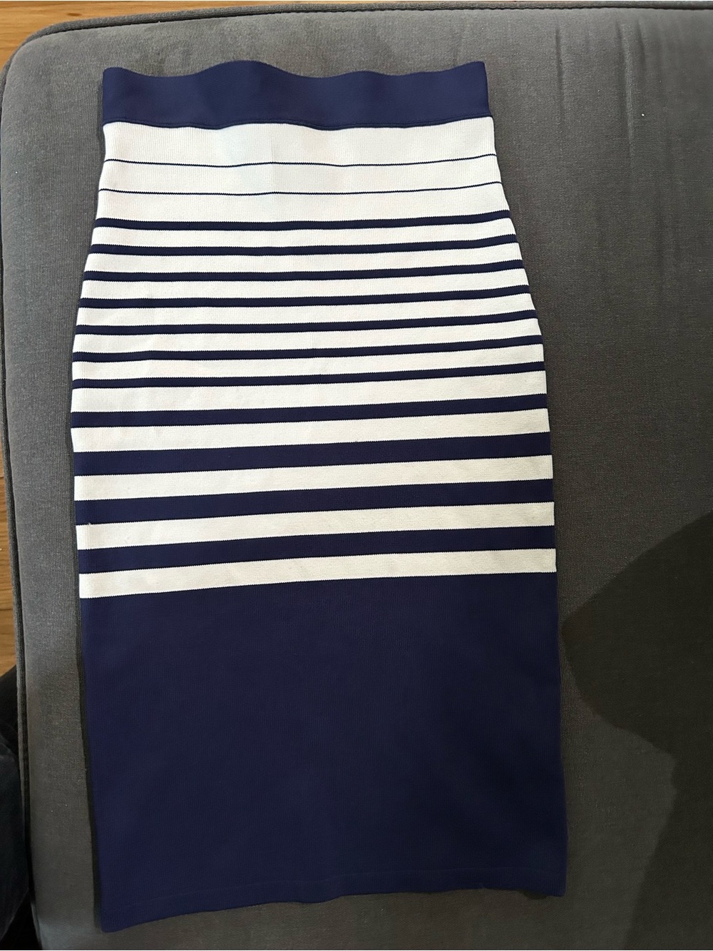 Guess by Marciano Navy and White Striped Pencil Skirt
